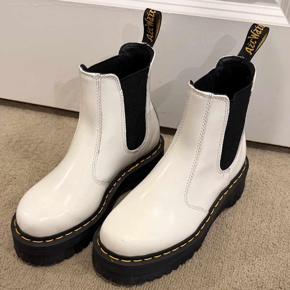 Dr. Martens White and Black Chelsea Boots